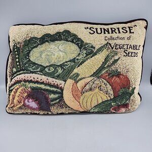 Sunrise Collection of Vegetable Seeds Tapestry Throw Pillow 17x12 Hale Co.